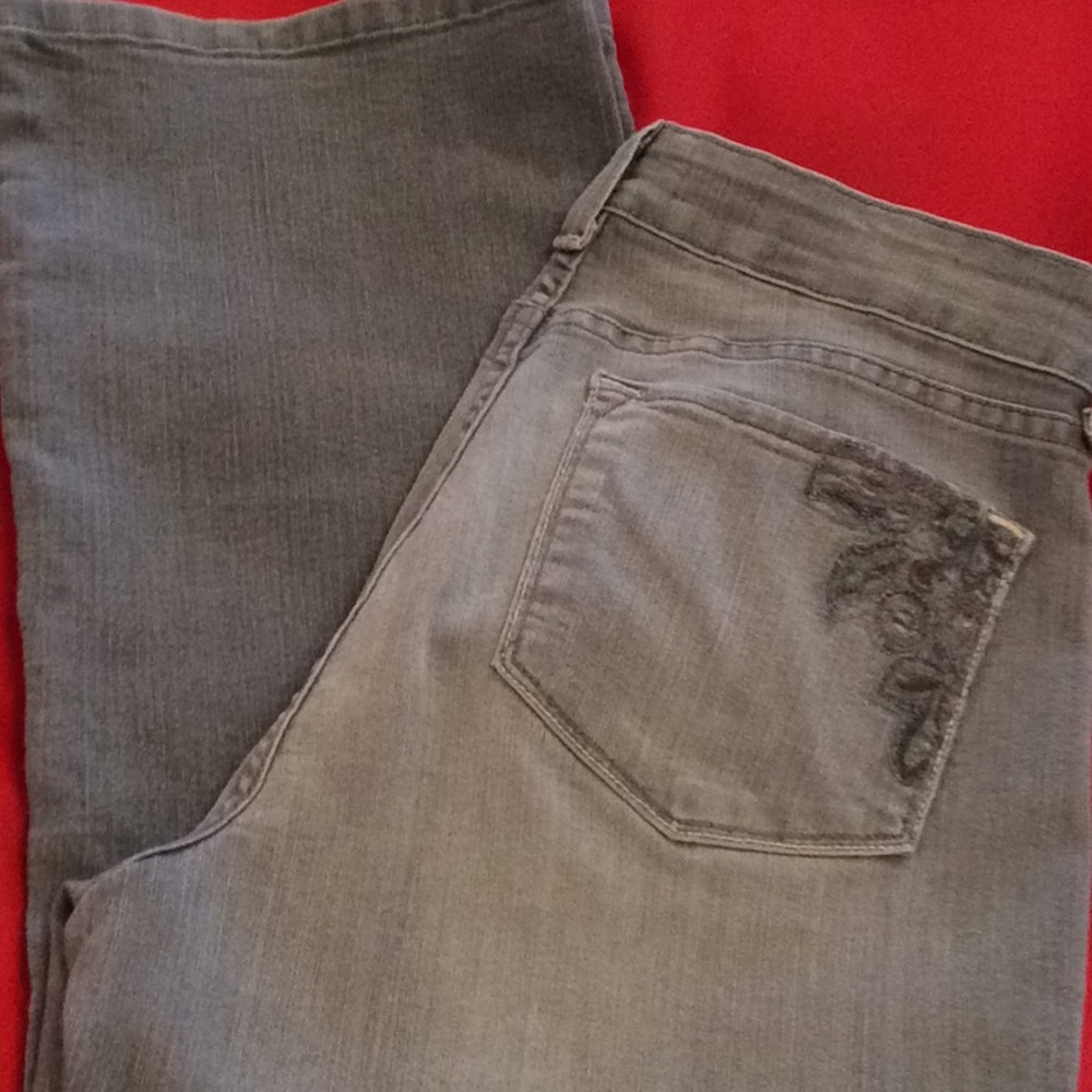 NYDJ Women's Boot Cut Jeans in Gray with Embroidered Back Pocket